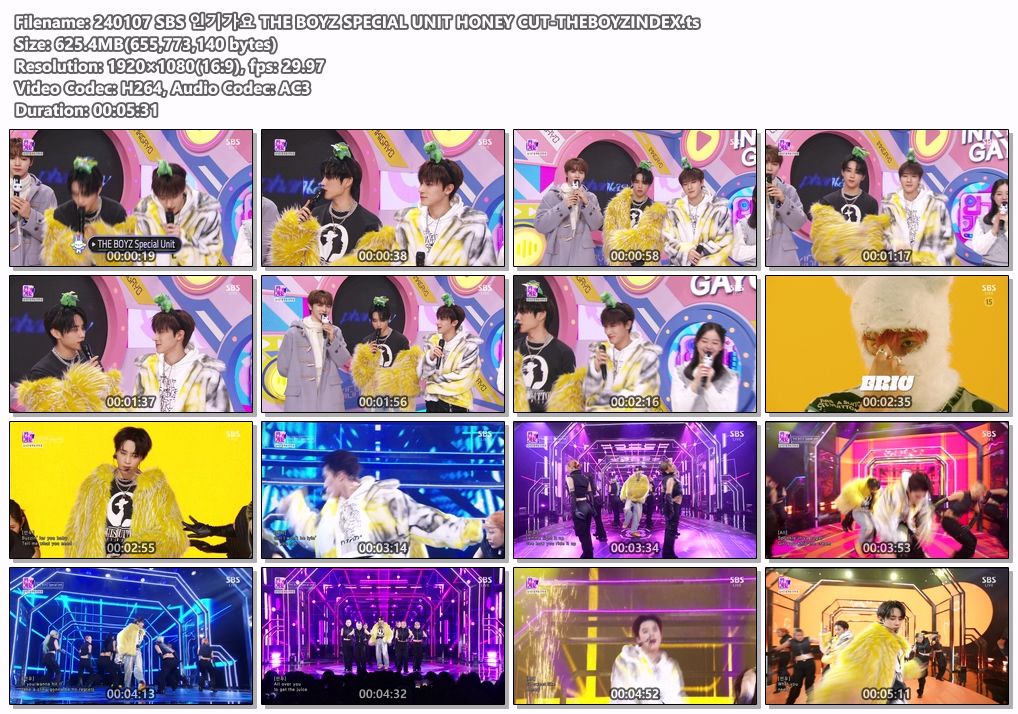 240107 SBS 인기가요 THE BOYZ SPECIAL UNIT HONEY CUT